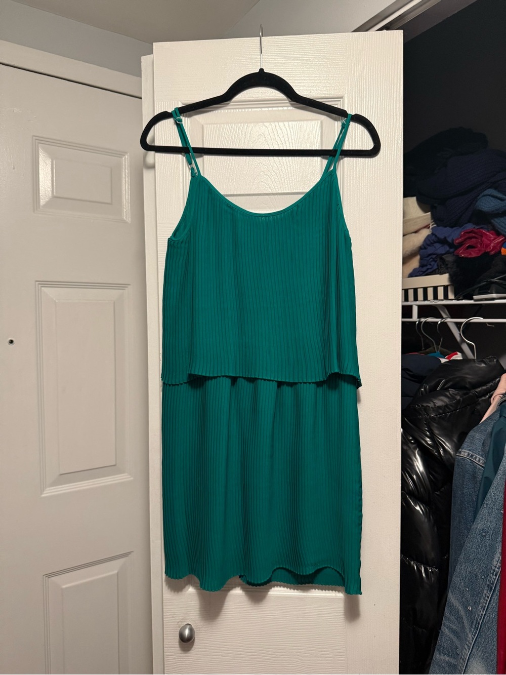 Parker Teal Pleated Mini Slip Dress